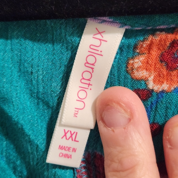 Xhilaration Teal Floral Blouse - Picture 3 of 4